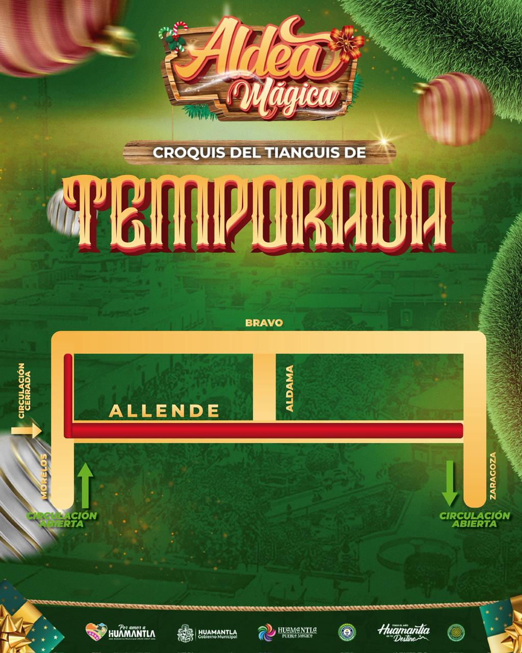 Gobierno de Huamantla anuncia medidas viales por tianguis de temporada navideña